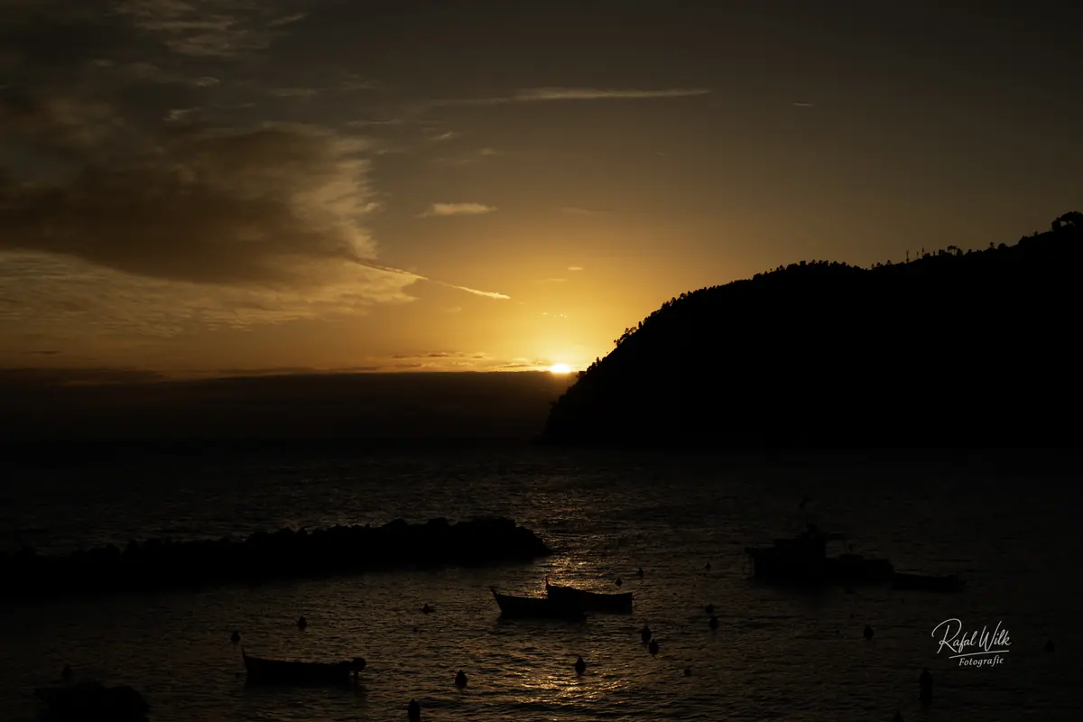 Sunset over a coastal bay